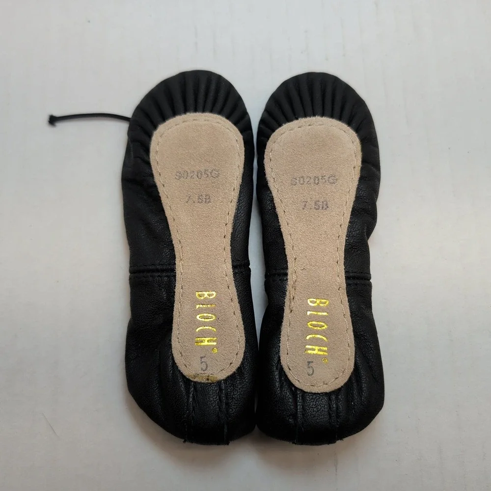 Bloch Dansoft Leather Child Ballet Slippers Shoes Black S0205G Size 7.5B